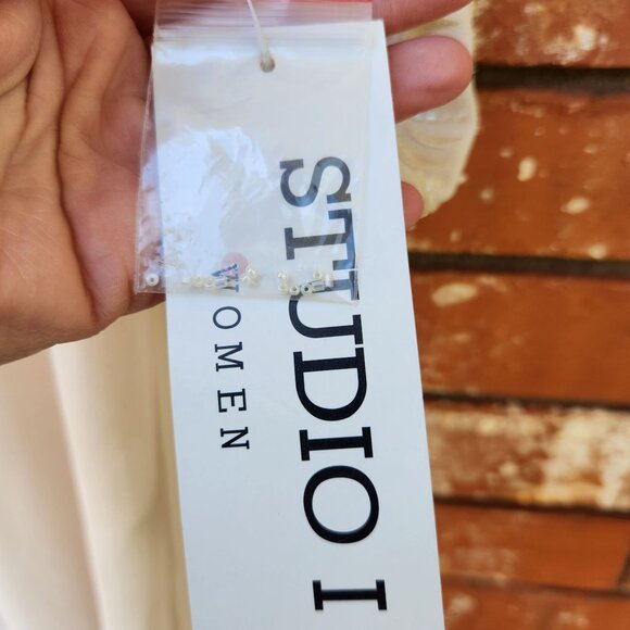 Studio I Women's Cardigan Duster Longline Sheer Cream With Beaded Sleeve - Picture 4 of 11